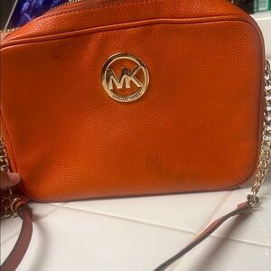 Michael Kors Orange Gold Crossbody Camera Bag